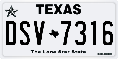 TX license plate DSV7316