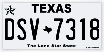 TX license plate DSV7318