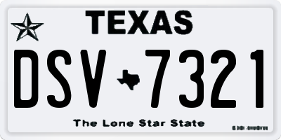 TX license plate DSV7321