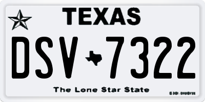 TX license plate DSV7322