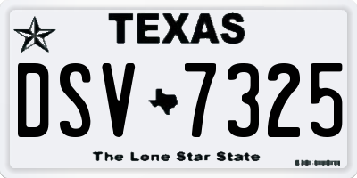 TX license plate DSV7325