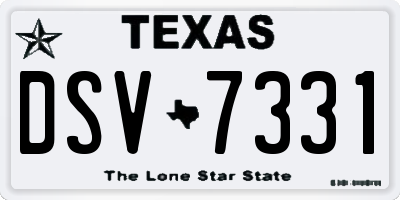 TX license plate DSV7331