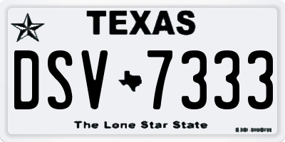 TX license plate DSV7333