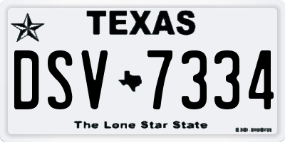 TX license plate DSV7334
