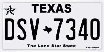 TX license plate DSV7340