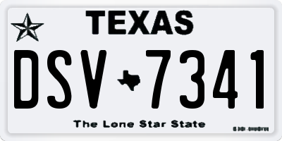 TX license plate DSV7341