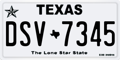 TX license plate DSV7345