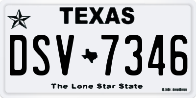 TX license plate DSV7346