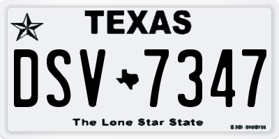 TX license plate DSV7347