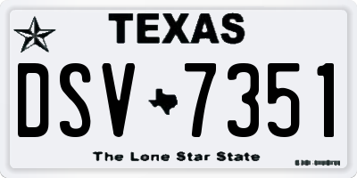 TX license plate DSV7351
