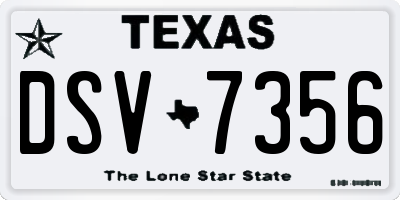 TX license plate DSV7356