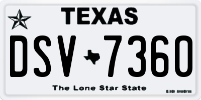 TX license plate DSV7360