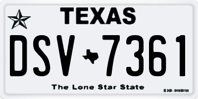 TX license plate DSV7361