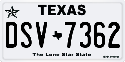 TX license plate DSV7362