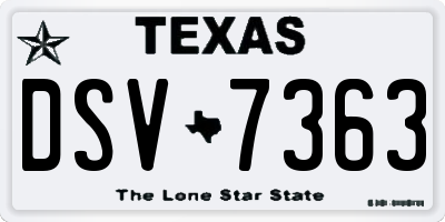 TX license plate DSV7363