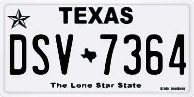 TX license plate DSV7364