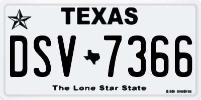 TX license plate DSV7366