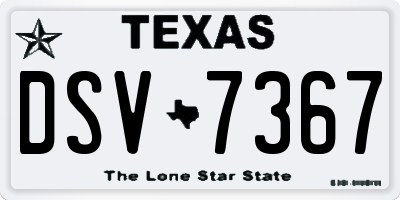 TX license plate DSV7367