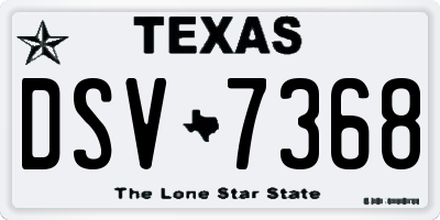 TX license plate DSV7368