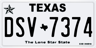 TX license plate DSV7374