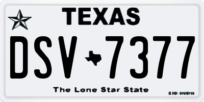 TX license plate DSV7377