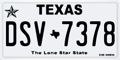 TX license plate DSV7378