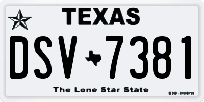 TX license plate DSV7381