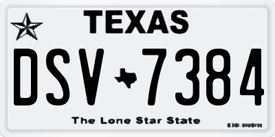 TX license plate DSV7384
