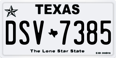 TX license plate DSV7385