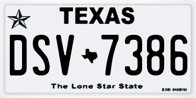 TX license plate DSV7386