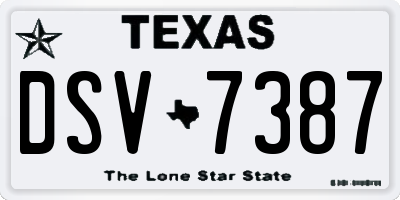 TX license plate DSV7387
