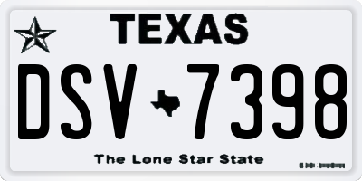 TX license plate DSV7398