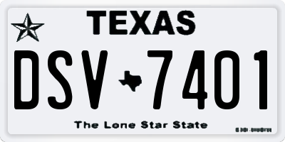 TX license plate DSV7401