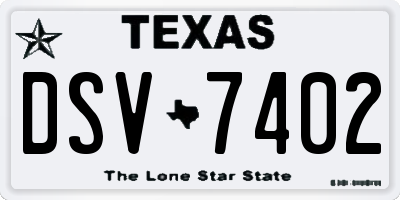 TX license plate DSV7402