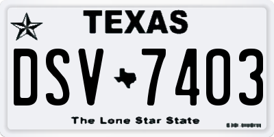 TX license plate DSV7403