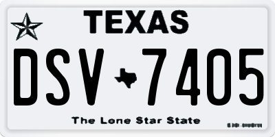 TX license plate DSV7405