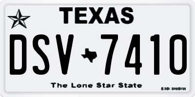 TX license plate DSV7410