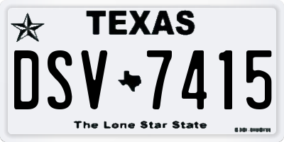 TX license plate DSV7415