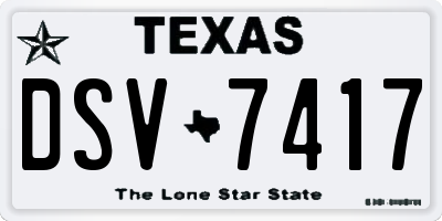 TX license plate DSV7417