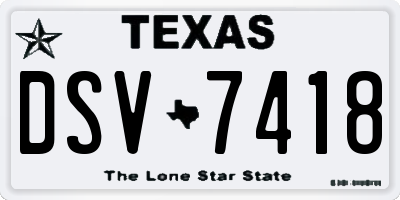 TX license plate DSV7418