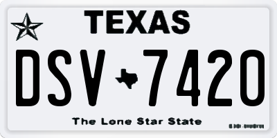 TX license plate DSV7420