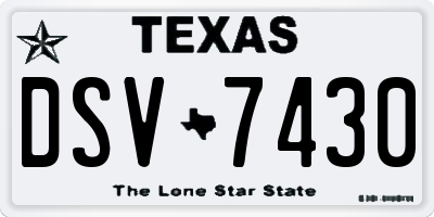 TX license plate DSV7430