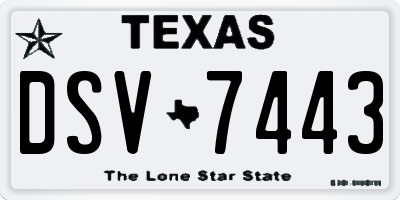 TX license plate DSV7443