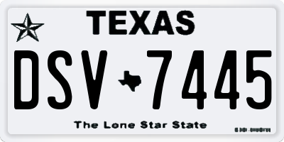 TX license plate DSV7445