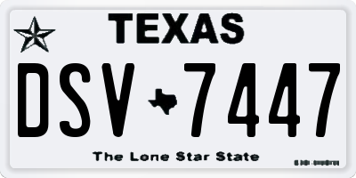 TX license plate DSV7447