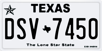 TX license plate DSV7450