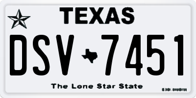 TX license plate DSV7451