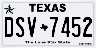 TX license plate DSV7452