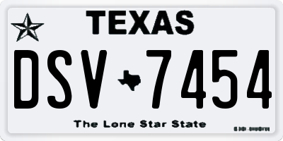 TX license plate DSV7454