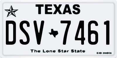 TX license plate DSV7461